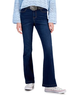 Dollhouse - Juniors' High-Rise Belted Flare-Leg Jeans