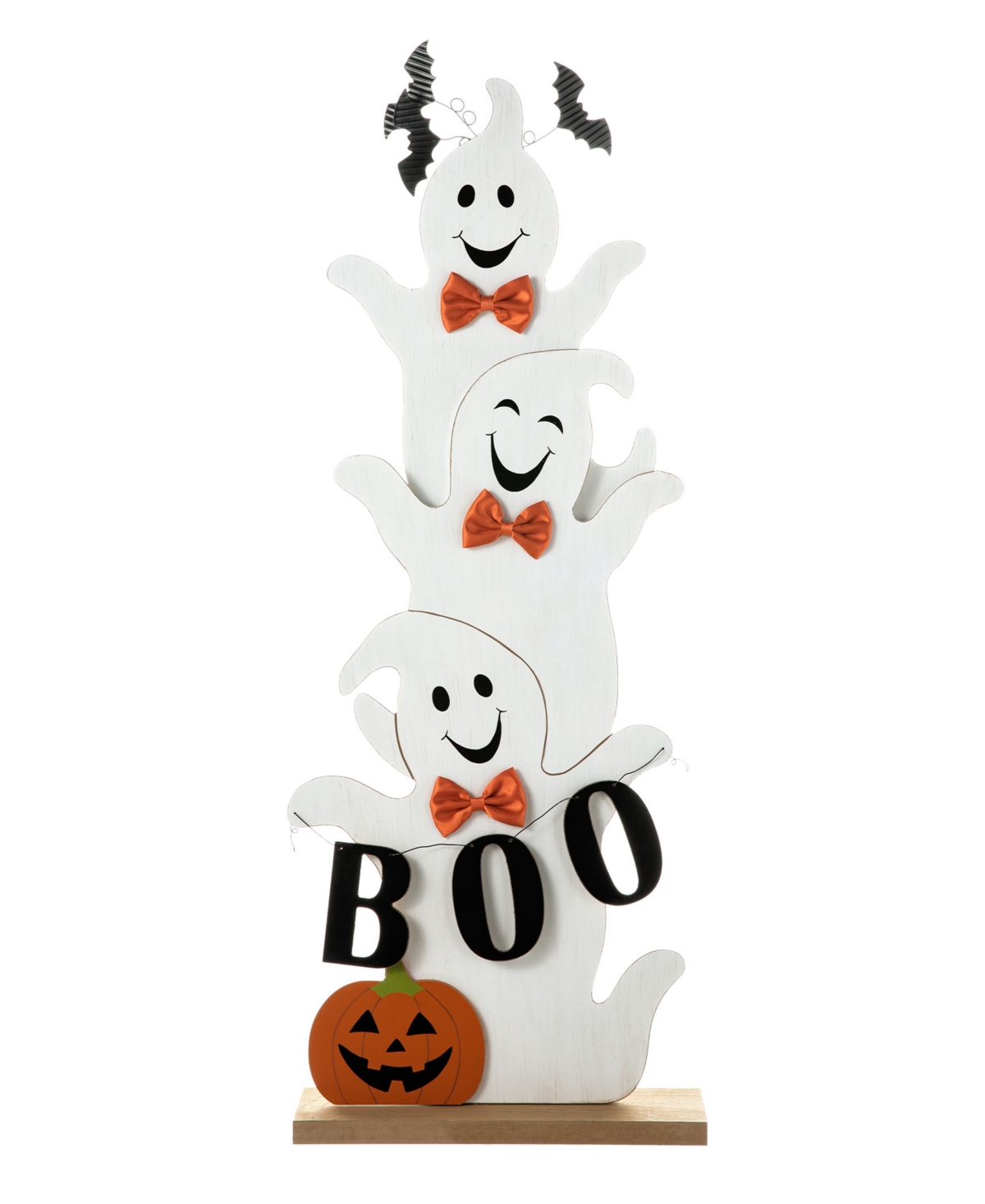 37.5" H Halloween Wooden Stacked Ghost Porch Decor - Multi