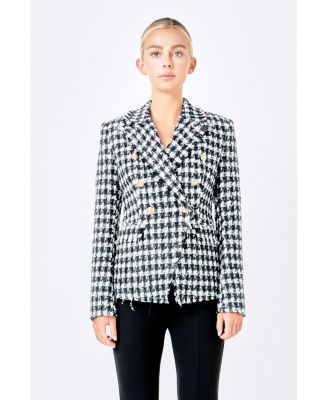 Women's Checked Tweed Blazer
