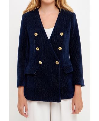 Women's Structured Lapeless Textured Blazer