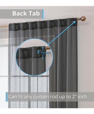 Lauren Semi Sheer Light Filtering Transparent Pocket Top & Back Tab Lightweight Window Curtains Drapery Panels Bedroom & Living Room, 2 Panels