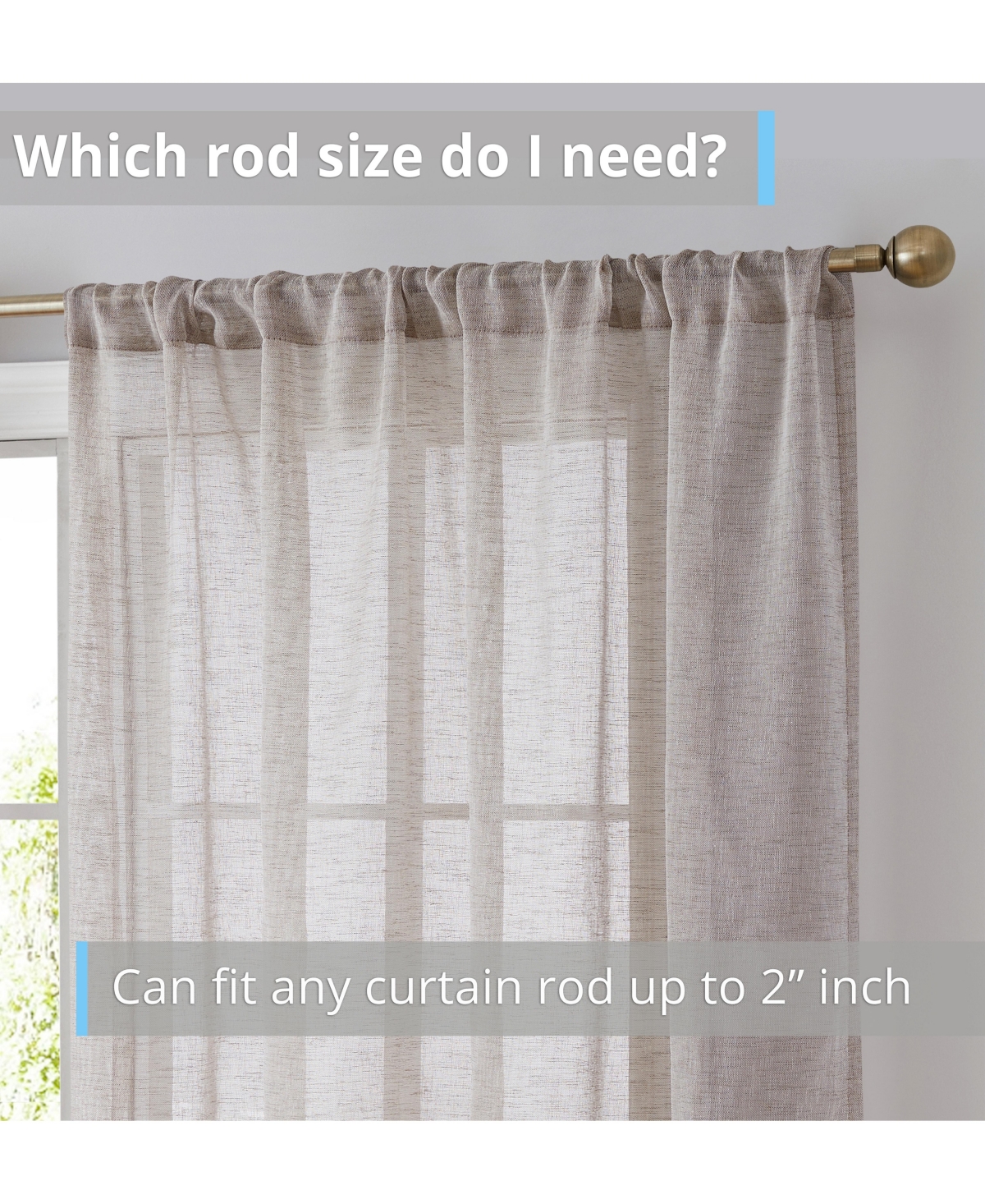 Hlc.me Penelope Faux Linen Textured Semi Sheer Privacy Sun Light Filtering Transparent Window Rod Pocket Thick Curtain Panels