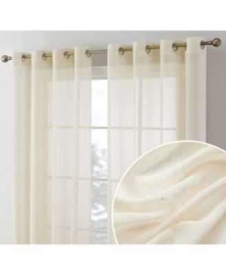 Sierra Burlap Flax Linen Semi Sheer Privacy Light Filtering Transparent Window Grommet Thick Curtains Panels, Set of 2
