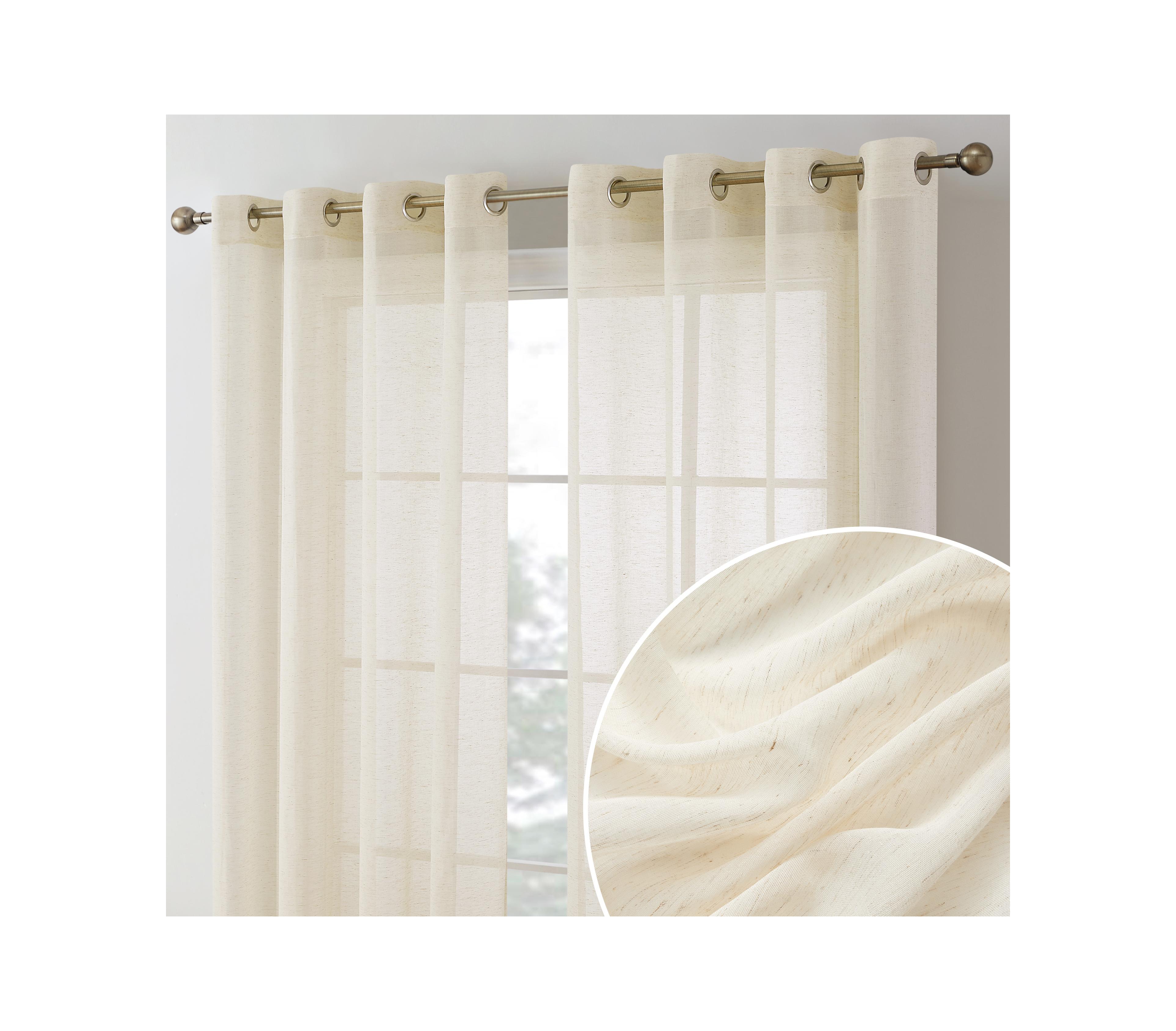 Hlc.me Sierra Burlap Flax Linen Semi Sheer Privacy Light Filtering Transparent Window Grommet Thick Curtains Panels