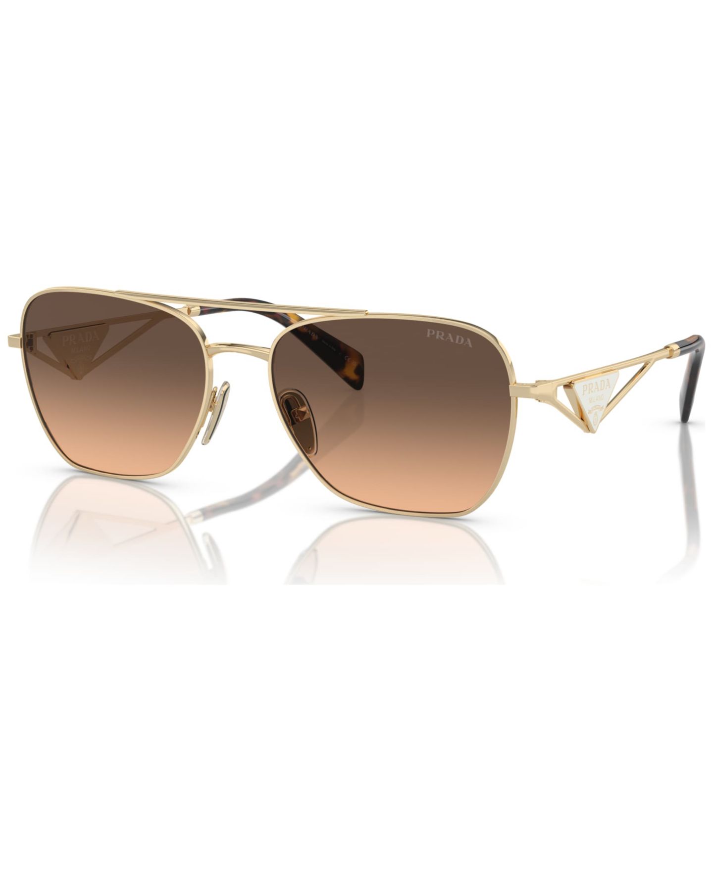 Женские солнцезащитные очки Prada Rectangular Sunglasses, Gradient PR A50S, цвет: Бледный золотой — фото 1