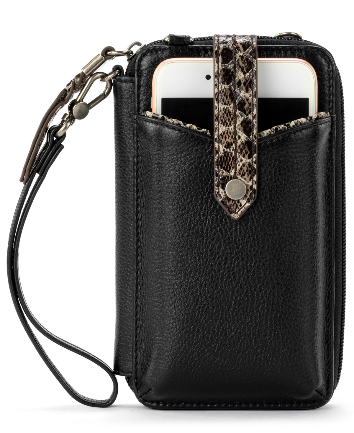 The Sak Silverlake Leather Convertible Smartphone Crossbody In Black Snake Block