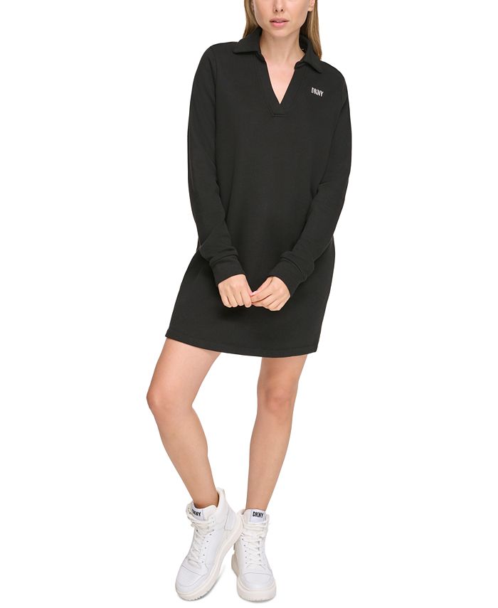 Women's Los Angeles Dodgers DKNY Sport Black Emily Quarter-Zip Sneaker Dress