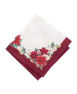 Poinsettia Garlands Engineered Napkins, Set of 4, 17" x 17"
