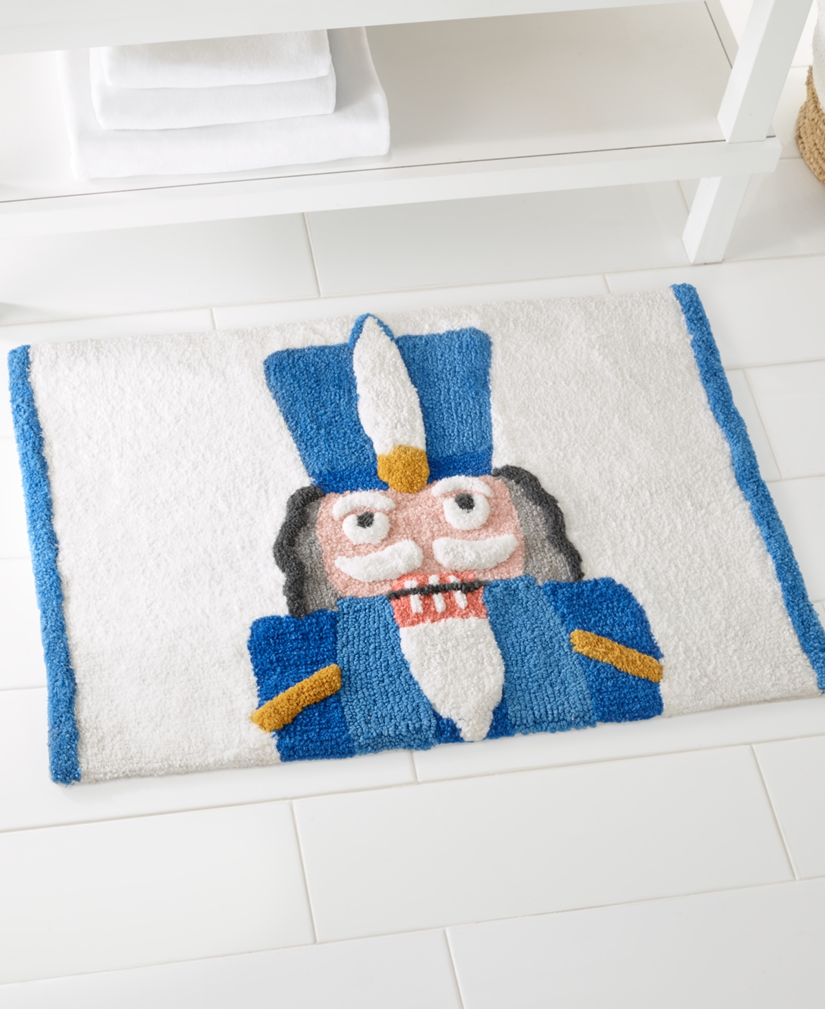 Avanti Nutcracker Trellis Bath Rug, 20" X 30" In White