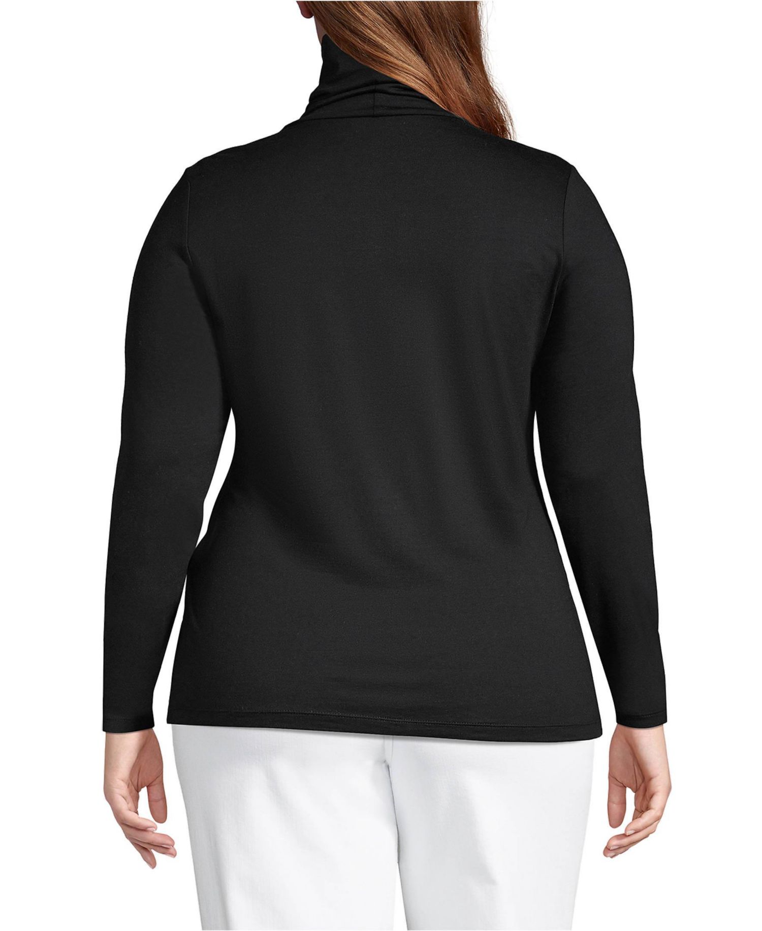 Plus Size Lightweight Fitted Long Sleeve Turtleneck Tee
