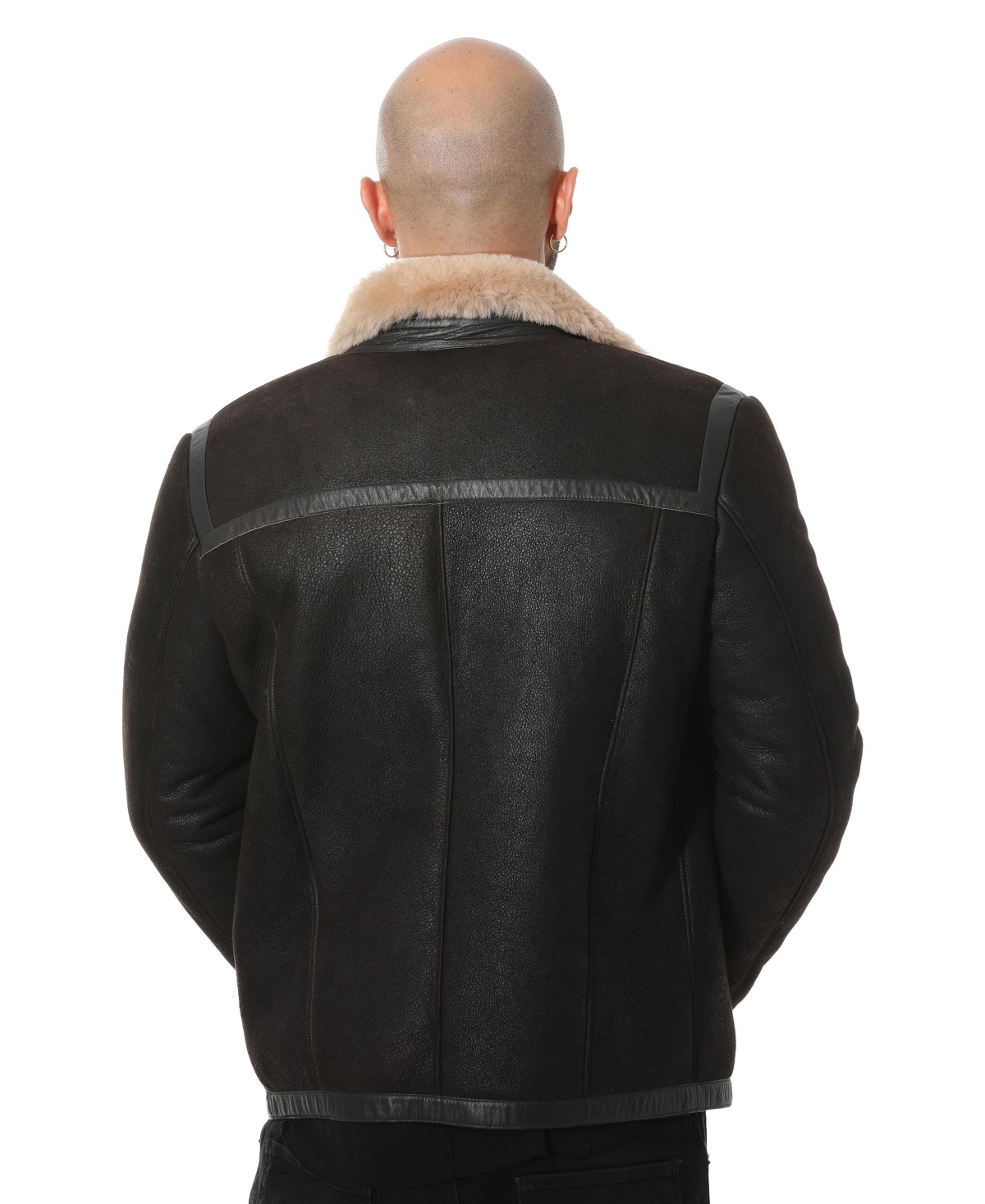 Furniq Uk Men's Leather Banded Sheepskin Casual Jacket