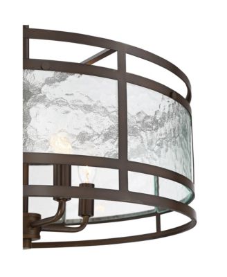 Edinger Oil Rubbed Bronze Pendant Chandelier 20" Wide Rustic Clear Waterglass Textured Shade 4-Light Fixture for Dining Room House