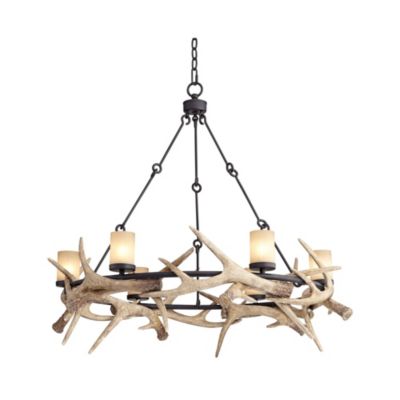 Antler Lodge Black Large Round Chandelier 36 3/4" Wide Natural Country Cottage Rustic LED Woven Deer Horn 6-Light Fixture Dining Room House Island Entryway Bedroom Living Room
