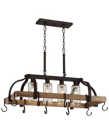 Franklin Iron Works Eldrige Bronze Faux Wood Pot Rack Linear