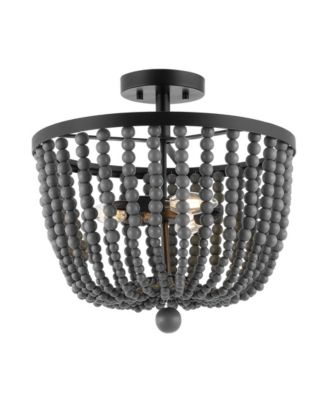 Drift Wood Bead Bohemian Farmhouse Iron LED Semi Flush Mount