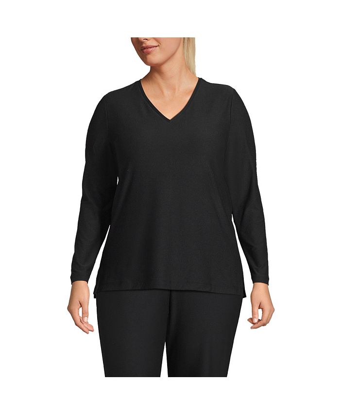 Lands' End Women's Plus Size Long Sleeve Performance VNeck Top Macy's