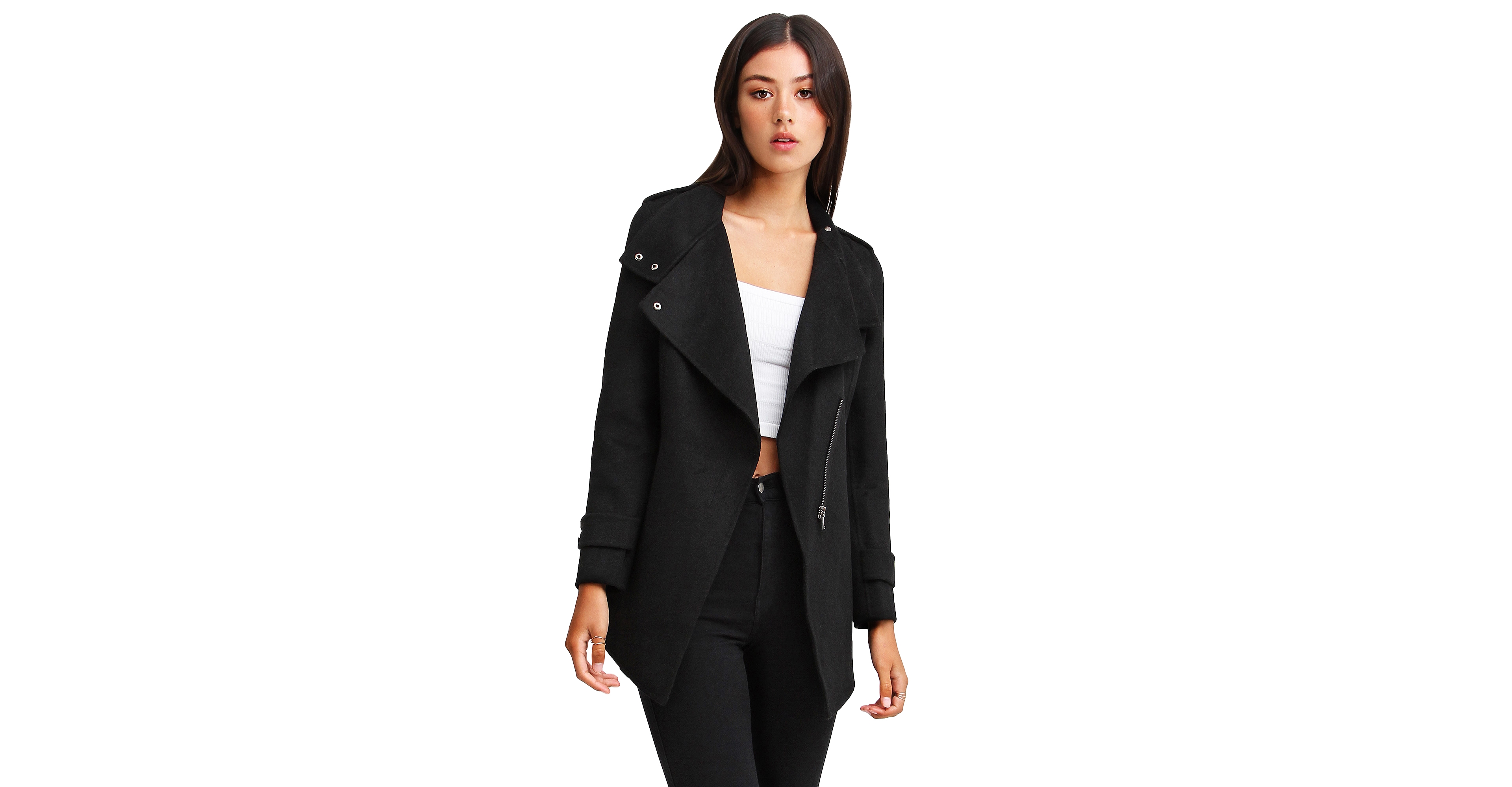 Belle & Bloom Women's Bad Girl Wool Blend Moto Coat