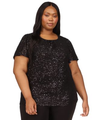 MICHAEL Michael Kors Plus Size Sequined Short Sleeve Top Macy s