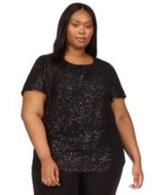 Plus size sequin sales tops evening wear