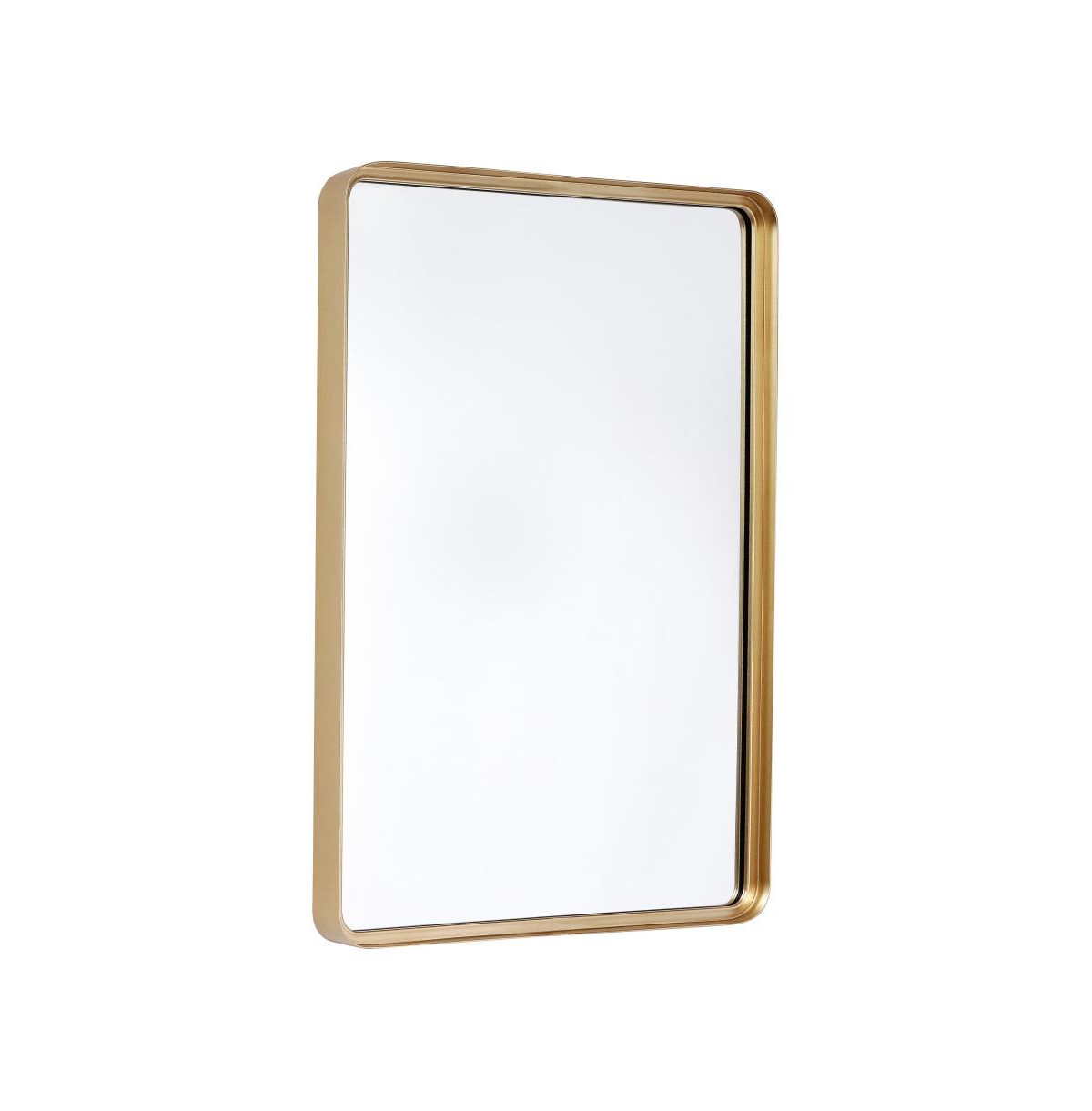 Halstead Decorative Wall Mirror With Rounded Corners For Bathroom, Living Room, Entryway, Hangs Horizontal Or Vertical - Gold