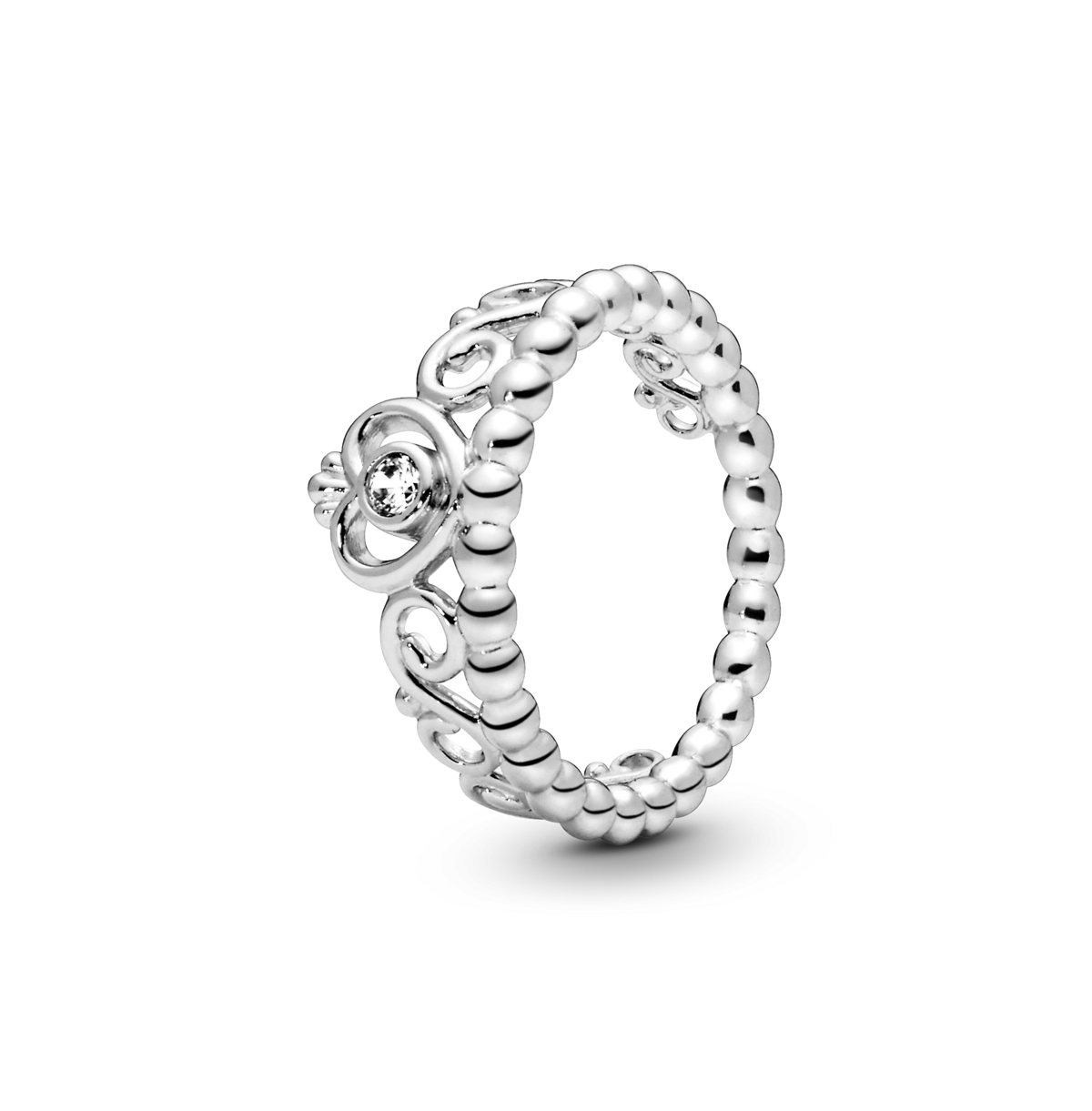 Cubic Zirconia Moments Princess Tiara Crown Ring - Silver