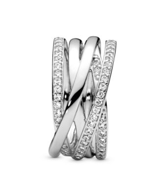 Cubic Zirconia Timeless Sparkling Polished Lines Ring