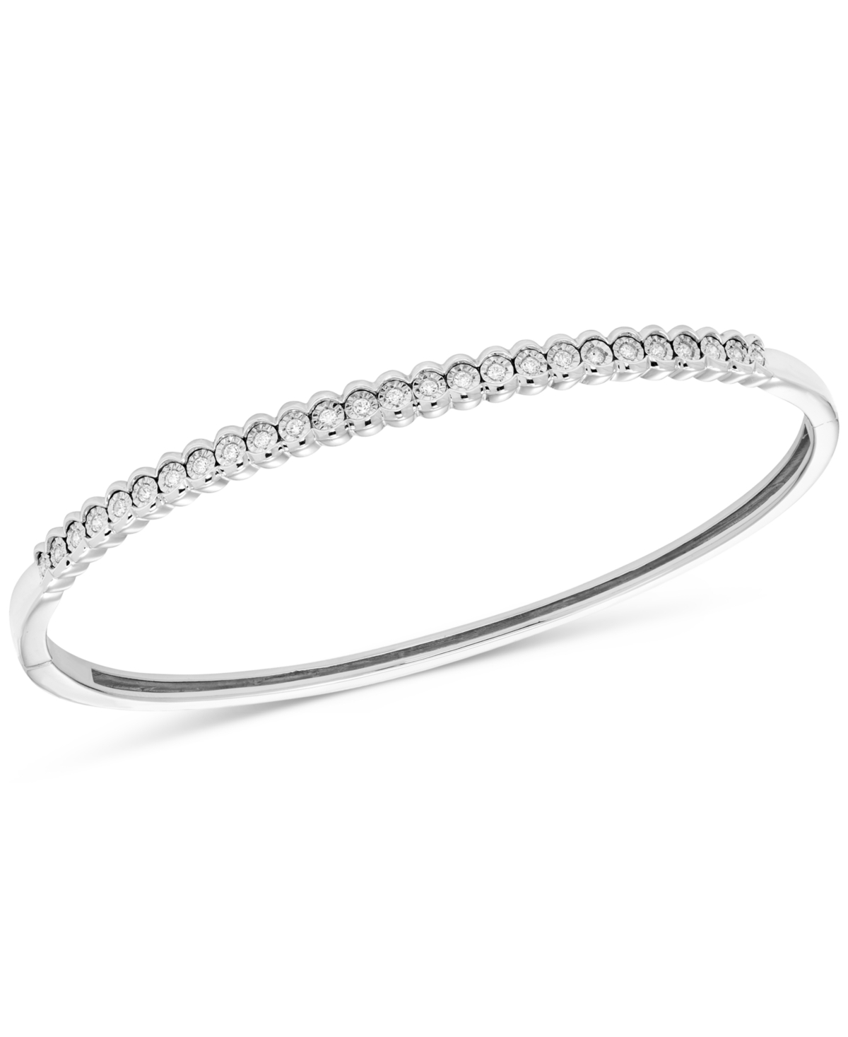 Macy's Diamond Skinny Bangle Bracelet (1/4 Ct. T.w.) In Sterling Silver