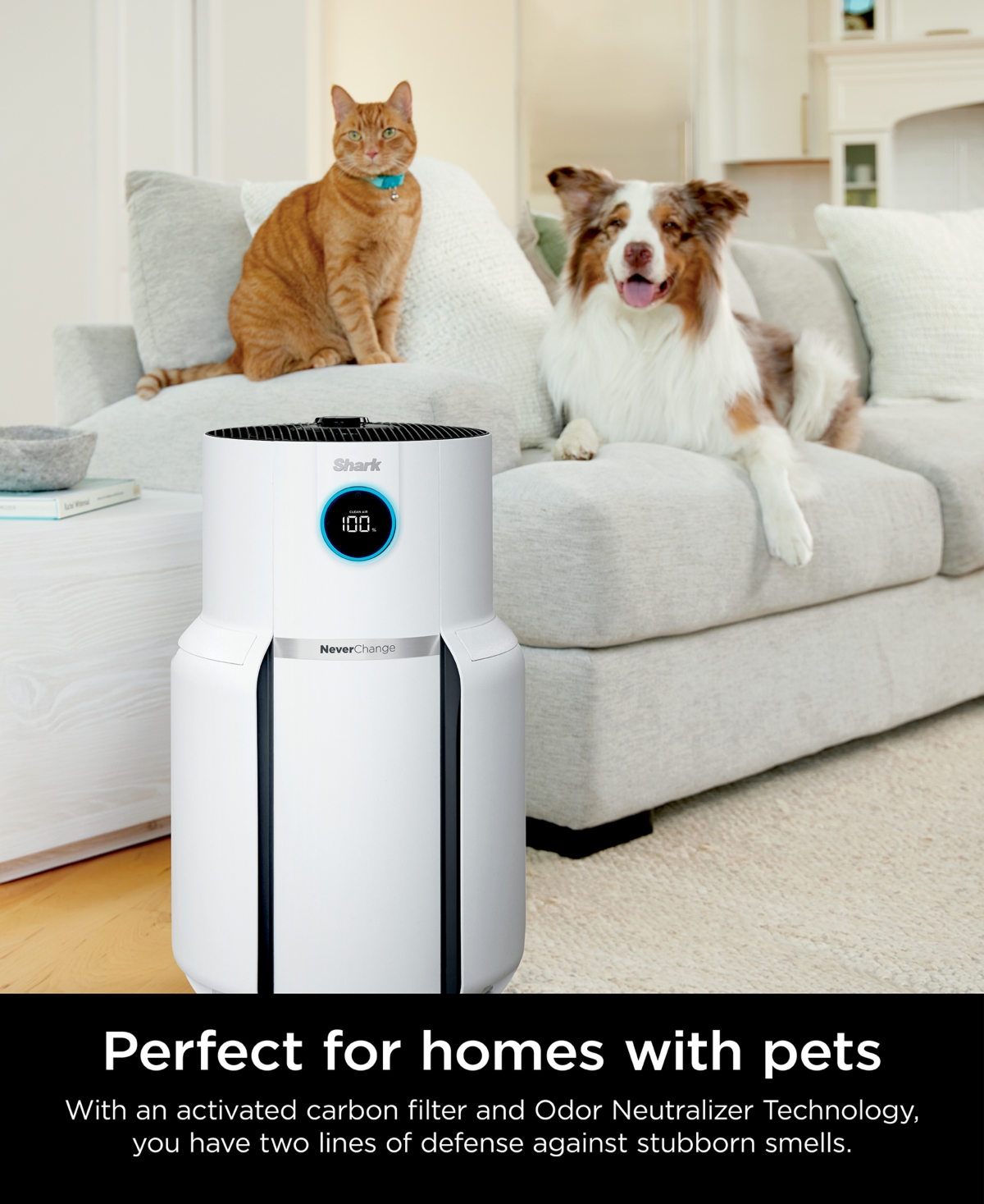 Shark Neverchange Hepa Large-room Air Purifier Max Hp302 In White