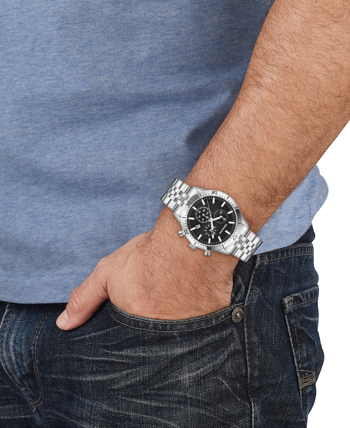 Shop Ferragamo Salvatore  Men's Swiss Chronograph Master Stainless Steel Bracelet Watch 43mm