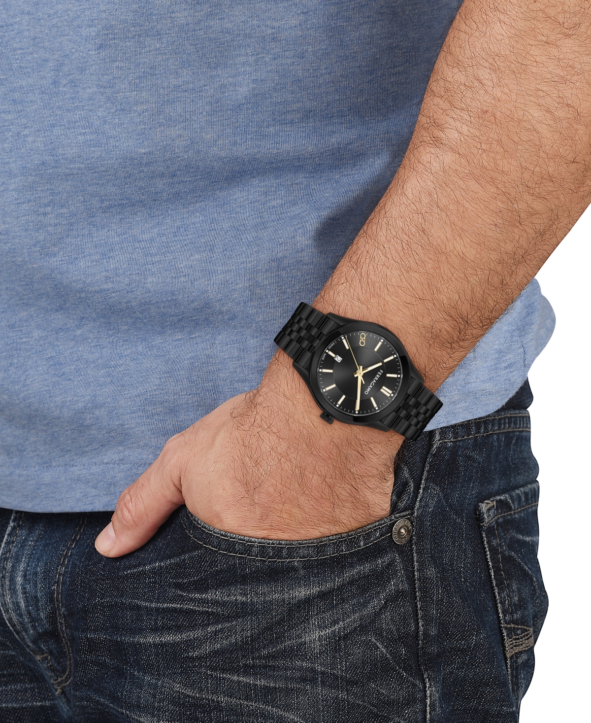 Shop Ferragamo Salvatore  Men's Swiss Classic Black Ion-plated Stainless Steel Bracelet Watch 42mm In Ip Black