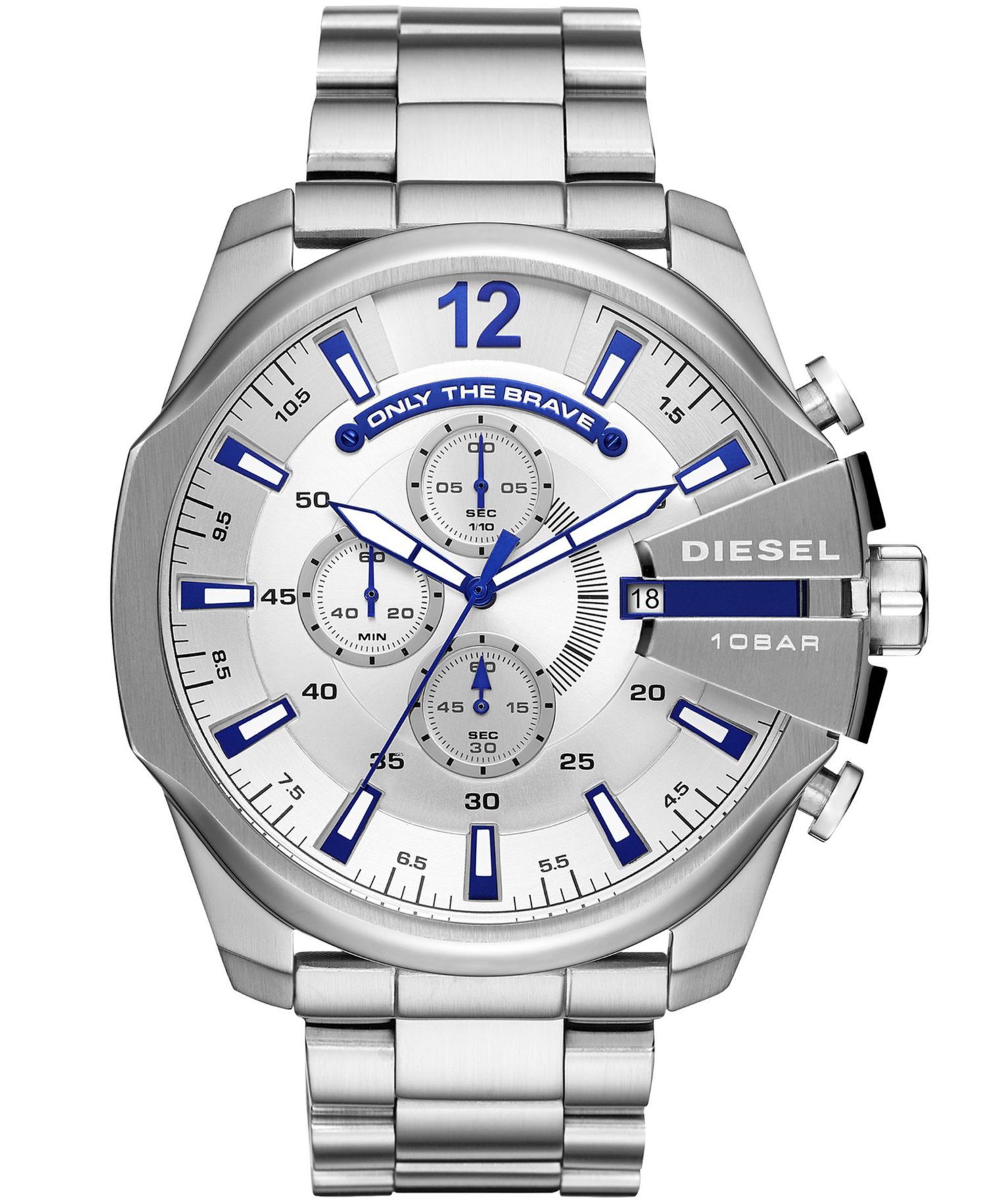 Men's Mega Chief Chronograph Silver-Tone Stainless Steel Watch 51mm