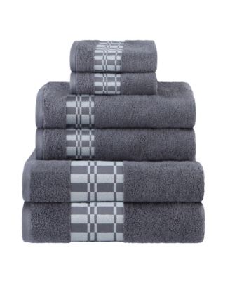 Larissa Geometric Embroidered Jacquard Border Cotton 6-Pc. Bath Towel Set