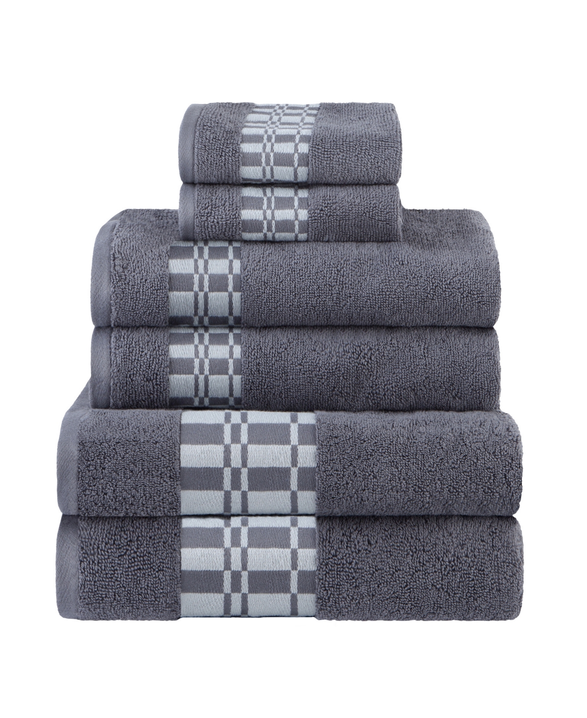 Superior Larissa Geometric Embroidered Jacquard Border Cotton 6-Pc. Bath Towel