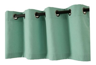 1 Piece Moroccan Sparkle Rod Pocket Semi Sheer Voile Beaded Trim Window Valance - Tan