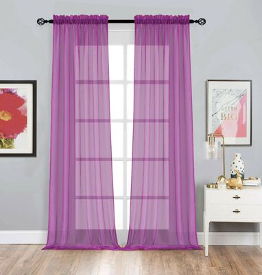 2 Pack Basic Home Rod Pocket Sheer Voile Window Curtains