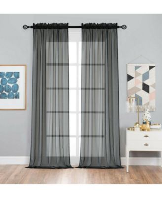 2 Pack Basic Home Rod Pocket Sheer Voile Window Curtains