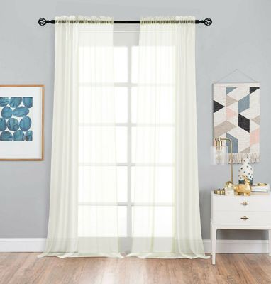 2 Pack Basic Home Rod Pocket Sheer Voile Window Curtains