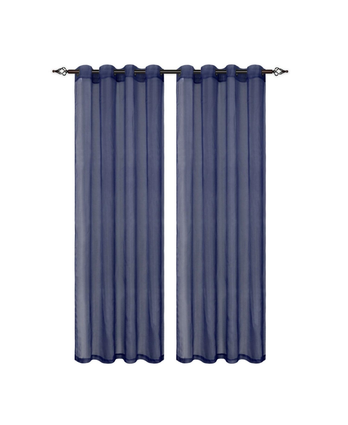 Ultra Luxurious Elegant Sheer Grommet Single Curtain Panel - Navy