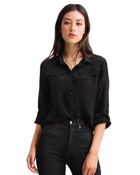 Женская блузка Belle & Bloom Eclipse Rolled Sleeve, цвет: Чёрный