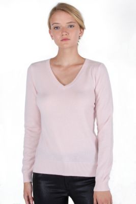Women's 100% Pure Cashmere Long Sleeve Pullover V Neck Sweater