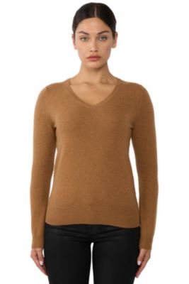 Women's 100% Pure Cashmere Long Sleeve Pullover V Neck Sweater