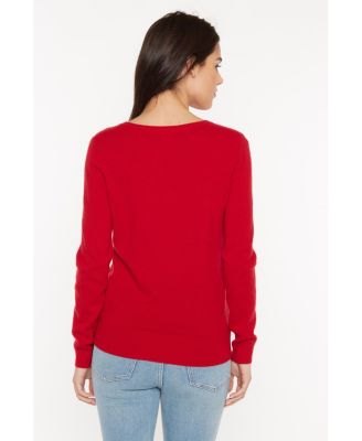 Women's 100% Pure Cashmere Long Sleeve Pullover V Neck Sweater