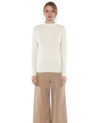 Women's 100% Pure Cashmere Long Sleeve Chunky Rib Funnel Neck Sweater