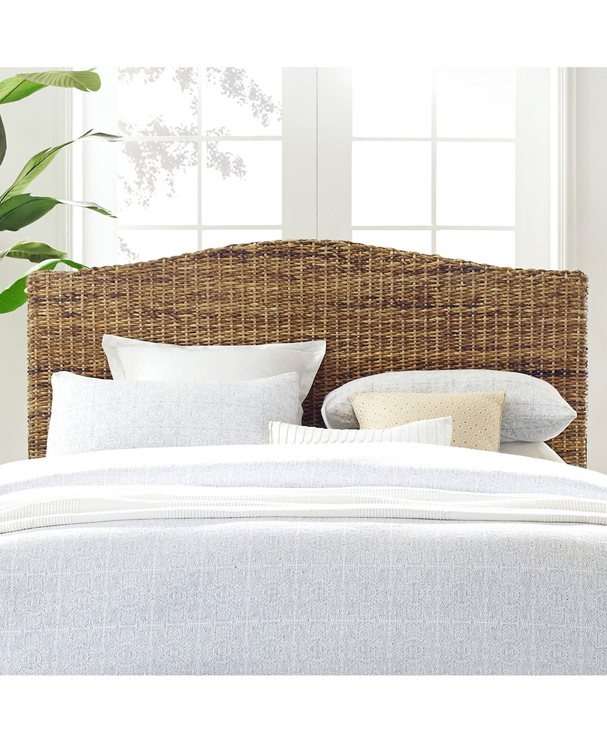 Crosley Furniture Serena 82.5" Banana Leaf King Rattan Headboard In Banana Leaf