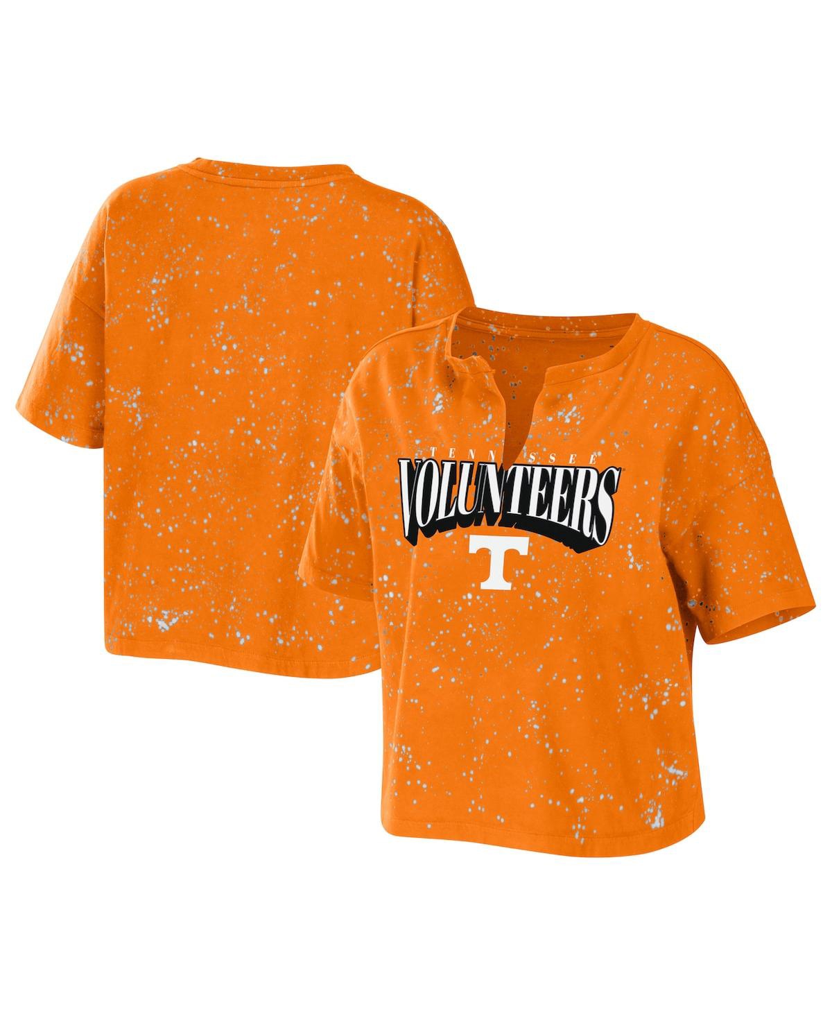 Shop Wear By Erin Andrews Women's  Tennessee Orange Tennessee Volunteers Bleach Wash Splatter Cropped Notc