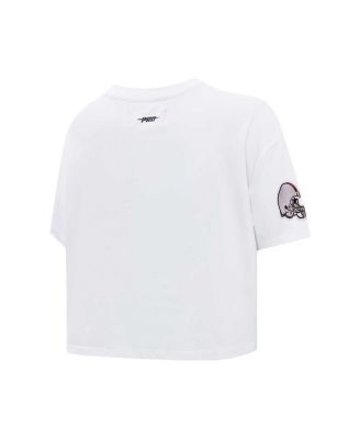 Women's White Cleveland Browns New Helmet Capsule Cropped T-shirt