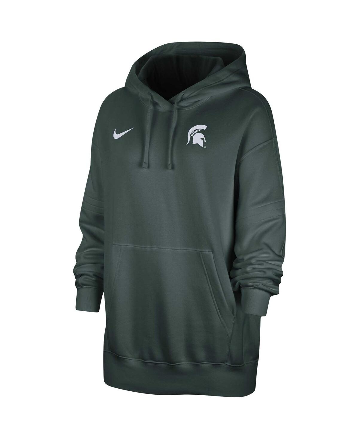 Shop Nike Women's  Green Michigan State Spartans Sideline Two-hit Club Fleece Pullover Hoodie
