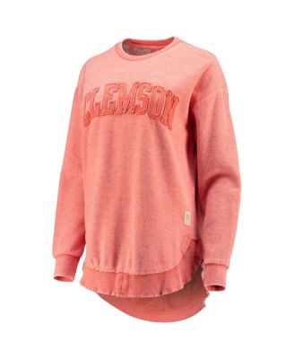 Women's Orange Distressed Clemson Tigers Ponchoville Pullover Sweatshirt