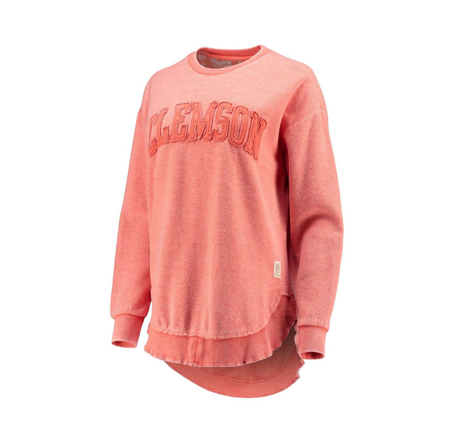 Women's Orange Distressed Clemson Tigers Ponchoville Pullover Sweatshirt