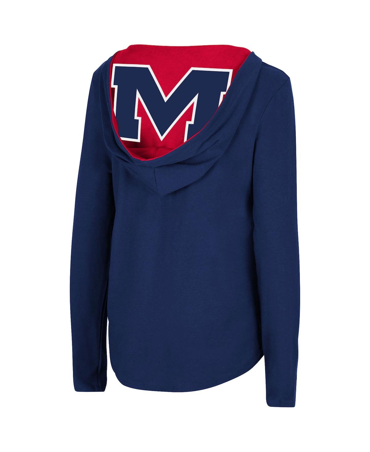 Colosseum Women's  Navy Ole Miss Rebels Catalina Hoodie Long Sleeve T-shirt In Navy